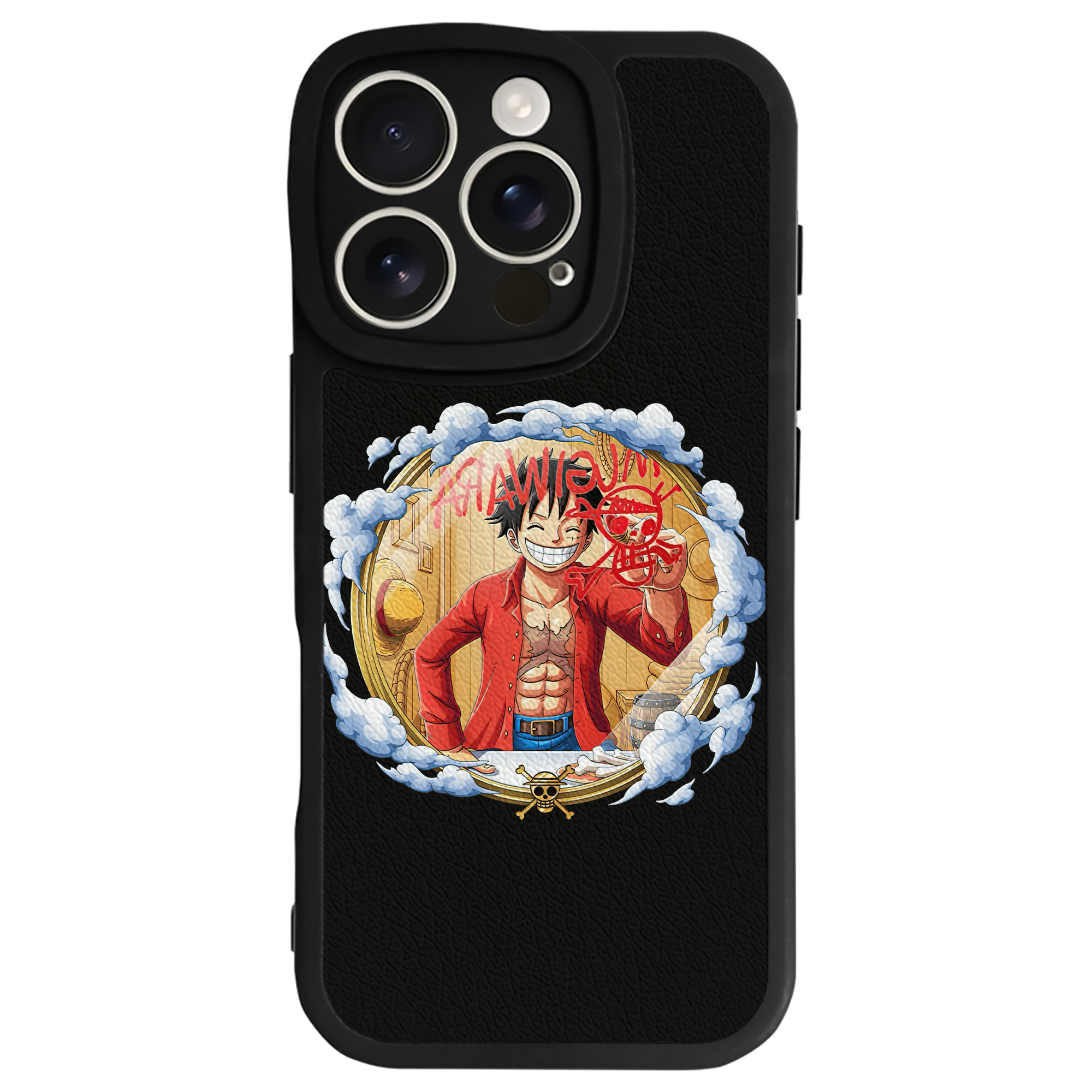（画像用） ワンピース モンキー・D・ルフィ ONE PIECE Monkey D. Luffy 【iPhone 16シリーズ対応】シリコンスマホケース（レザー調） 材質：シリコン